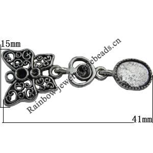 Connector Zinc Alloy Jewelry Findings Lead-free, 41x15mm, Hole:1.5mm Sold by Bag