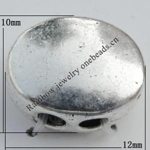 Bead Zinc Alloy Jewelry Findings Lead-free, Flat Oval 10x12mm, Hole:2mm Sold by Bag