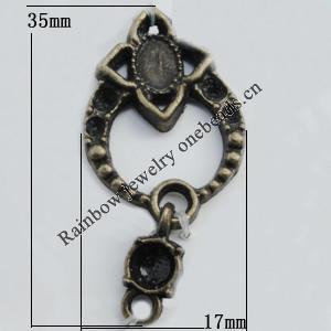 Connector Zinc Alloy Jewelry Findings Lead-free, 35x17mm, Hole:2mm Sold by Bag