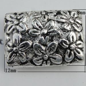 Bead Zinc Alloy Jewelry Findings Lead-free, Rectangle 12x8mm, Hole:1mm Sold by Bag