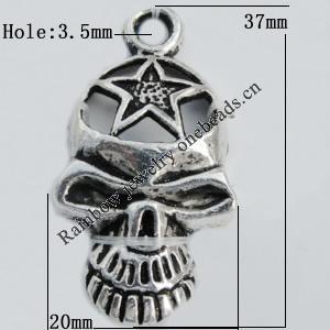 Pendant Zinc Alloy Jewelry Findings Lead-free, 37x20mm Hole:3.5mm Sold by Bag