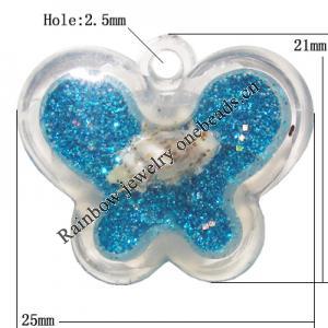 Resin Pendent, Butterfly 21x25mm Hole:2.5mm, Sold by Bag