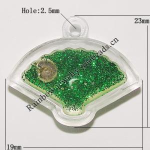 Resin Pendent, Sector 23x19mm Hole:2.5mm, Sold by Bag