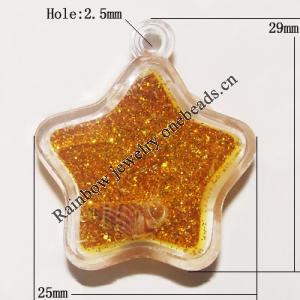 Resin Pendent, Star 29x25mm Hole:2.5mm, Sold by Bag
