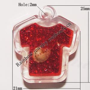 Resin Pendent, Cloth 25x21mm Hole:2.5mm, Sold by Bag