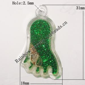 Resin Pendent, Foot 31x18mm Hole:2.5mm, Sold by Bag