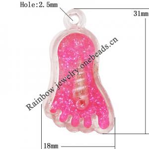 Resin Pendent, Foot 31x18mm Hole:2.5mm, Sold by Bag