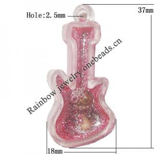 Resin Pendent, Violin 37x18mm Hole:2.5mm, Sold by Bag