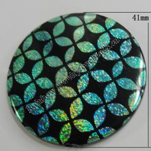 Painted Spray-paint Acrylic Beads, Flat Round 41mm Hole:2mm Sold by Bag