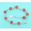 Sterling Silver European style Bracelets, with agate, Length:7.5 inch, Sold by PC