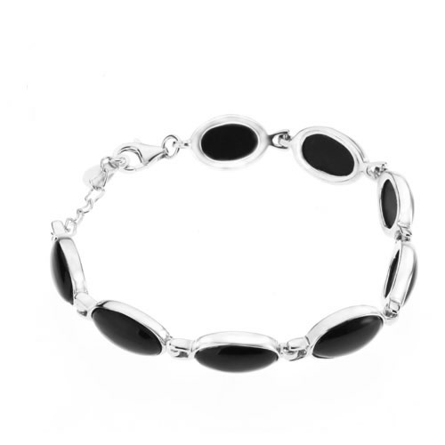 Sterling Silver European style Bracelets, with agate, Length:6.8 inch, Sold by PC