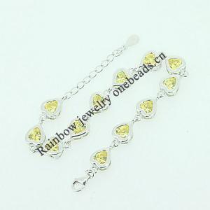 Sterling Silver European style Bracelets, with citrine, Length:7.5 inch, Sold by PC