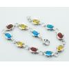 Sterling Silver European style Bracelets, with crystal, Length:7.5 inch, Sold by PC