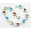 Sterling Silver European style Bracelets, with crystal, Length:7.5 inch, Sold by PC