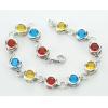 Sterling Silver European style Bracelets, with crystal, Length:7.5 inch, Sold by PC
