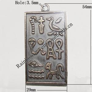 Zinc Alloy Pendant, Rectangle 54x29mm Hole:3.5mm, Sold by Bag