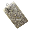 Zinc Alloy Pendant, Rectangle 54x29mm Hole:3.5mm, Sold by Bag