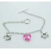 Sterling Silver European style Bracelets, with crystal, Length:7.1 inch, Sold by PC