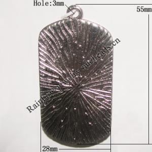 Zinc Alloy Pendant, Rectangle 55x28mm Hole:3mm, Sold by Bag