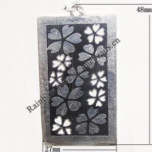 Zinc Alloy Pendant, Rectangle 48x27mm Hole:2.5mm, Sold by Bag