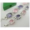 Sterling Silver European style Bracelets, with crystal, Length:7.1 inch, Sold by PC