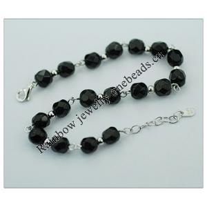 Sterling Silver European style Bracelets, with crystal, Length:7.1 inch, Sold by PC