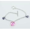 Sterling Silver European style Bracelets, with crystal, Length:7.1 inch, Sold by PC