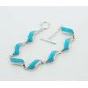 Sterling Silver European style Bracelets, with turquoise, Length:7.9 inch, Sold by PC
