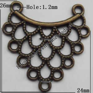 Connector, Lead-free Zinc Alloy Jewelry Findings, 24x26mm Hole=1.2mm, Sold by Bag