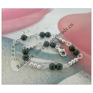 Sterling Silver European style Bracelets, with crystal, Length:7.1 inch, Sold by PC