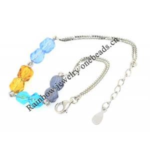 Sterling Silver European style Bracelets, with crystal, Length:7.1 inch, Sold by PC