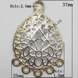 Connector, Lead-free Zinc Alloy Jewelry Findings, 25x37mm Hole=2.5mm,1.2mm, Sold by Bag