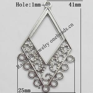 Connector, Lead-free Zinc Alloy Jewelry Findings, 25x41mm Hole=1mm, Sold by Bag