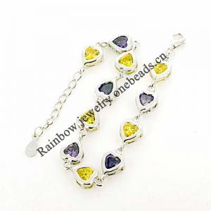 Sterling Silver European style Bracelets, with crystal, Length:7.1 inch, Sold by PC