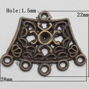 Connector, Lead-free Zinc Alloy Jewelry Findings, 28x22mm Hole=1.5mm, Sold by Bag