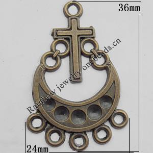 Connector, Lead-free Zinc Alloy Jewelry Findings, 24x36mm Hole=1.8mm,1.5mm, Sold by Bag