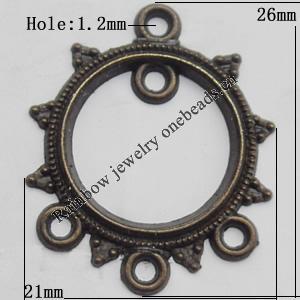Connector, Lead-free Zinc Alloy Jewelry Findings, 21x26mm Hole=1.2mm, Sold by Bag