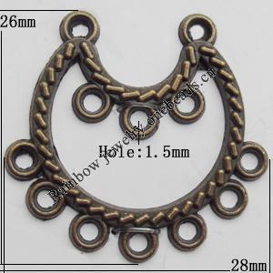 Connector, Lead-free Zinc Alloy Jewelry Findings, 26x28mm Hole=1.5mm, Sold by Bag