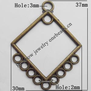 Connector, Lead-free Zinc Alloy Jewelry Findings, 30x37mm Hole=3mm,2mm, Sold by Bag