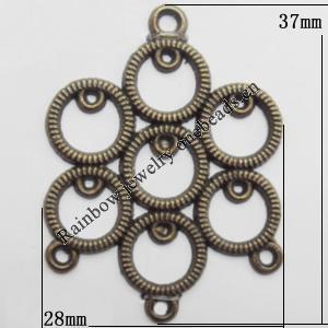 Connector, Lead-free Zinc Alloy Jewelry Findings, 28x37mm Hole=1.6mm,1mm, Sold by Bag