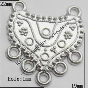 Connector, Lead-free Zinc Alloy Jewelry Findings, 19x22mm Hole=1mm, Sold by Bag