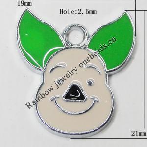 Zinc Alloy Enamel Pendant, 21x19mm Hole:2.5mm, Sold by Group