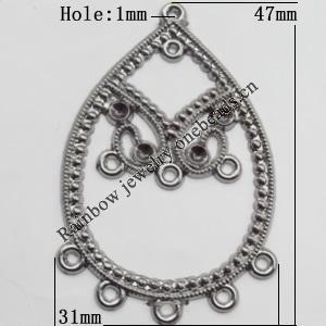 Connector, Lead-free Zinc Alloy Jewelry Findings, 31x47mm Hole=1mm, Sold by Bag