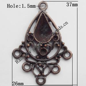 Connector, Lead-free Zinc Alloy Jewelry Findings, 26x37mm Hole=1.5mm, Sold by Bag