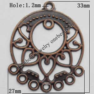 Connector, Lead-free Zinc Alloy Jewelry Findings, 27x33mm Hole=1.2mm, Sold by Bag