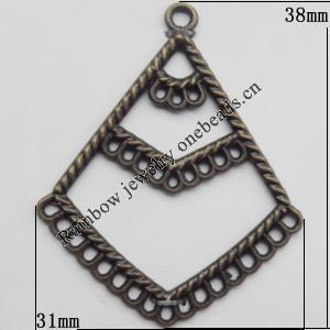 Connector, Lead-free Zinc Alloy Jewelry Findings, 31x38mm Hole=1.8mm,1.4mm, Sold by Bag