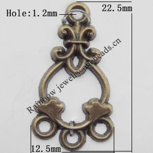 Connector, Lead-free Zinc Alloy Jewelry Findings, 12.5x22.5mm Hole=1.2mm, Sold by Bag