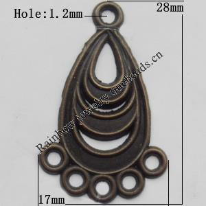 Connector, Lead-free Zinc Alloy Jewelry Findings, 17x28mm Hole=1.2mm, Sold by Bag