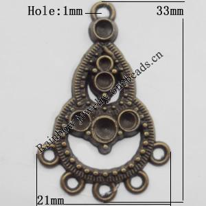 Connector, Lead-free Zinc Alloy Jewelry Findings, 33x21mm Hole=1mm, Sold by Bag