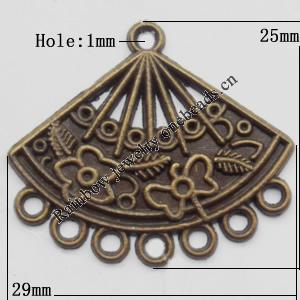 Connector, Lead-free Zinc Alloy Jewelry Findings, 25x29mm Hole=1mm, Sold by Bag